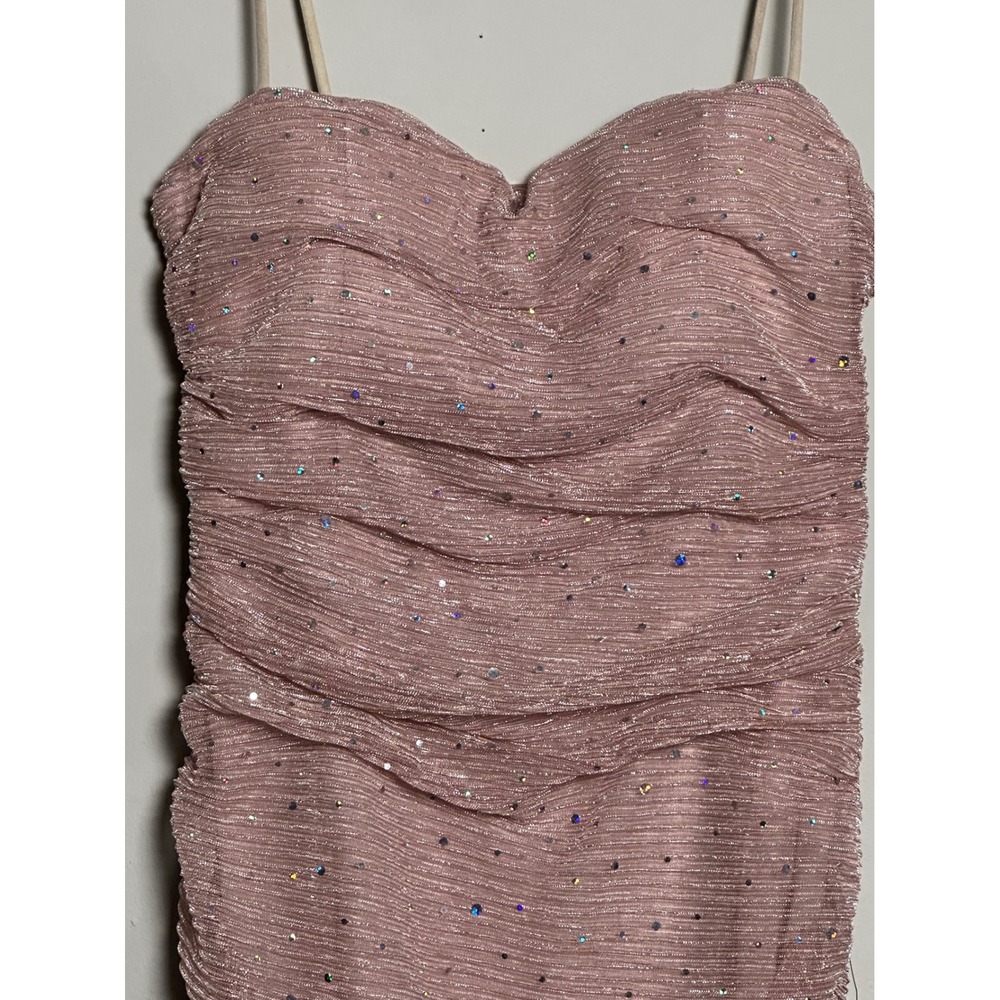 LULU'S Flirty Vibes Mauve Pink Sparkly Ruched Bodycon Mini Dress NWT Size‎ Med - Picture 13 of 16